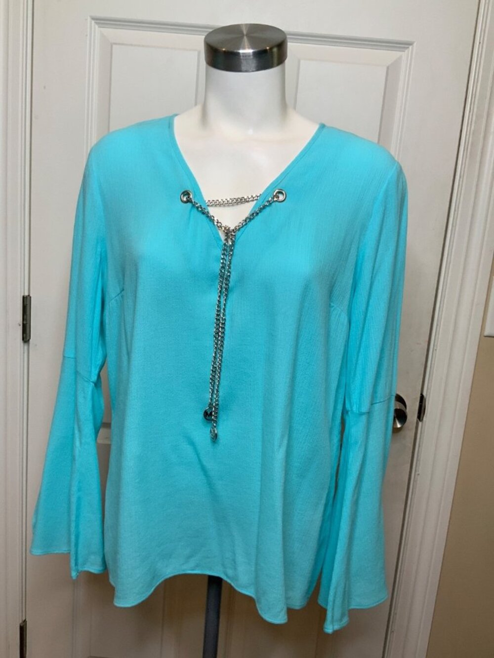 Michael Kors Light Aqua Blue Chain Link Tunic NWT, Size M